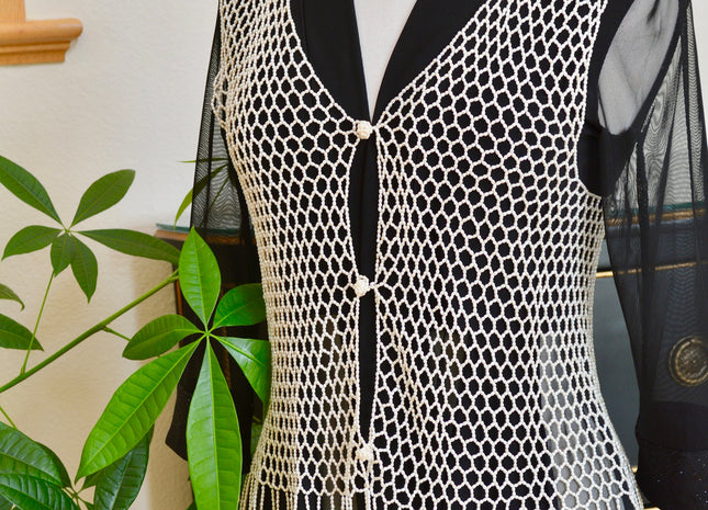 Hand Made Freshwater Pearl Vest Creamy White Rice Shape Pearl Vest Handicraft Pearl Vest #807
