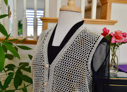 Hand Made Freshwater Pearl Vest Peach and Creamy White Rice Shape Pearl Vest Handicraft Pearl Vest #808