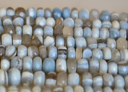 10-11 mm Natural Opal Gemstone Blue and Gray Natural Color Peru Boulder Opal Beads Faceted Rondelle 8 Inch Strands #2138