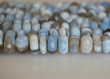 10-11 mm Natural Opal Gemstone Blue and Gray Natural Color Peru Boulder Opal Beads Faceted Rondelle 8 Inch Strands #2138