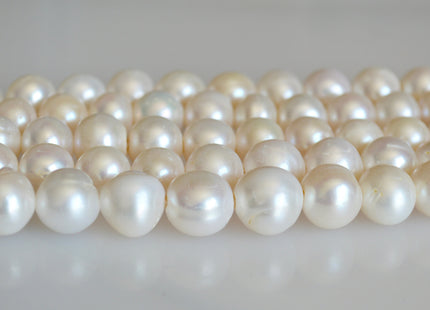 11-13 mm AA Half Strand Natural White Large Hole Freshwater Potato Pearl Beads 2.2mm Hole Natural White Pearl Beads #33