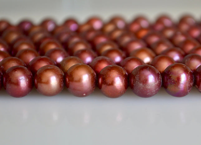 10 mm Cranberry Potato Freshwater Pearl Beads, Genuine Cultured Freshwater Pearls, Cranberry Red Freshwater Pearl Beads #531
