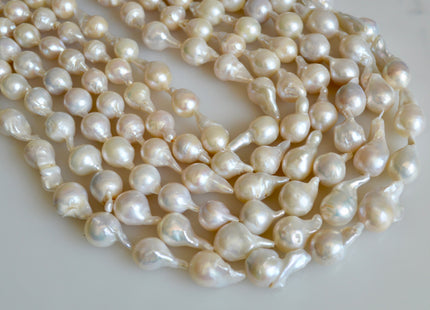 8x10-12x15mm Natural White Teardrop Baroque Freshwater Pearl Beads Limited Edition Natural White Irregular Baroque Pearls (276-BQW0925)