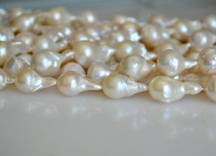 8x10-12x15mm Natural White Teardrop Baroque Freshwater Pearl Beads Limited Edition Natural White Irregular Baroque Pearls (276-BQW0925)