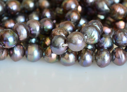 12-13 mm Large Hole Off Round Shape Freshwater Pearl Beads 2mm Hole Dark Peacock Color Baroque Pearls #809