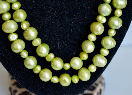 42 inches Apple Green Color 2 Sizes Potato Shape Freshwater Pearl Necklaces Long Necklace #810