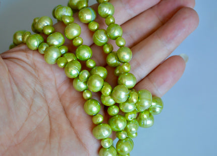 42 inches Apple Green Color 2 Sizes Potato Shape Freshwater Pearl Necklaces Long Necklace #810