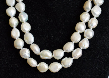 32/40/54/64/90 Inches 9-10x11-12 mm Natural White Color Hand Knotted Rice Nugget Pearl Necklaces Long Pearl Necklace #811