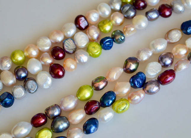 8-9mm Nugget Shape Multi Color Freshwater Pearl Beads Genuine Pearl Beads #826