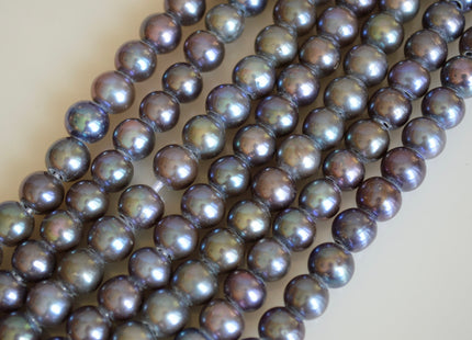 8 mm Large Hole Dark Peacock Color Potato/Round Shape Freshwater Pearl Beads 3.0 mm Hole #870