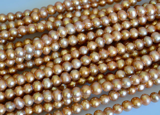 6 - 7mm Large Hole Medium Champagne Potato Freshwater Pearl 1.8mm Hole, Large Hole Pearl Beads, Genuine Freshwater Pearls #4