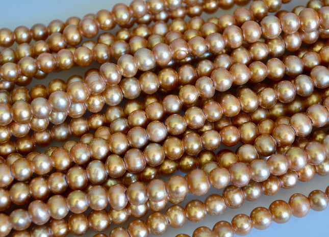 6 - 7mm Large Hole Medium Champagne Potato Freshwater Pearl 1.8mm Hole, Large Hole Pearl Beads, Genuine Freshwater Pearls #4