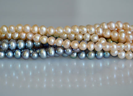 3.5 - 4 mm Potato Freshwater Pearl Light Peach OR Gray Color, Genuine Freshwater Pearl Beads, Small Pearl Beads #103