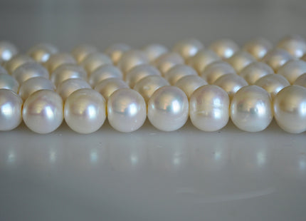 10 mm Half Strand Large Hole Natural White Freshwater Pearl Beads 2.0mm Hole, Large Hole White Freshwater Pearls #16