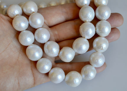 12-15mm Large Hole Natural White Freshwater Pearl Beads Graduated Off Round Shape Hole 2.2mm #780