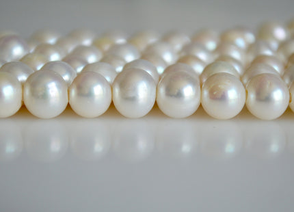 9-12 mm AA Half Strand Large Hole Natural White Potato Freshwater Pearl 2.1 mm Hole Large Hole Beads, Large Hole White Pearls #1