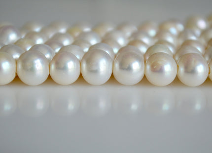 9-12 mm AA Half Strand Large Hole Natural White Potato Freshwater Pearl 2.1 mm Hole Large Hole Beads, Large Hole White Pearls #1