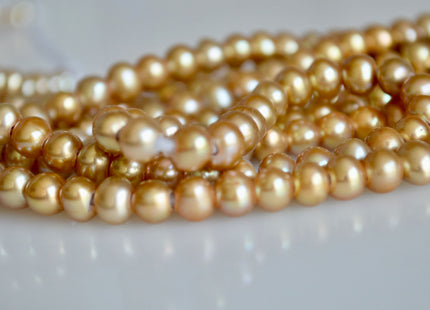 6-7 mm Large Hole Potato Freshwater Pearl Light Champagne Color Hole Size 1.8mm, Large Hole Beads, Large Hole Pearl Beads #6