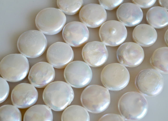 15-20 mm AAA High Quality Large White Coin Freshwater Pearls High Luster Limited Edition Natural Pearls Flat Coin Pearl Beads #255