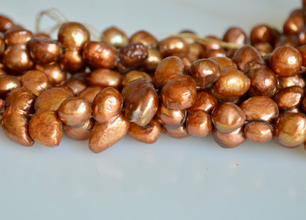 8x10x15-18mm Peanut Fun Shape Brown Color Center Drilled Freshwater Pearl Beads #842
