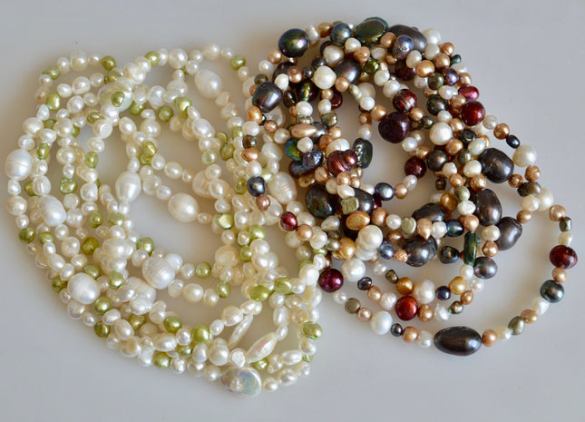 72 inches 6-12 mm Multi Color and Shape Freshwater Pearl Necklaces Long Pearl Necklace #845