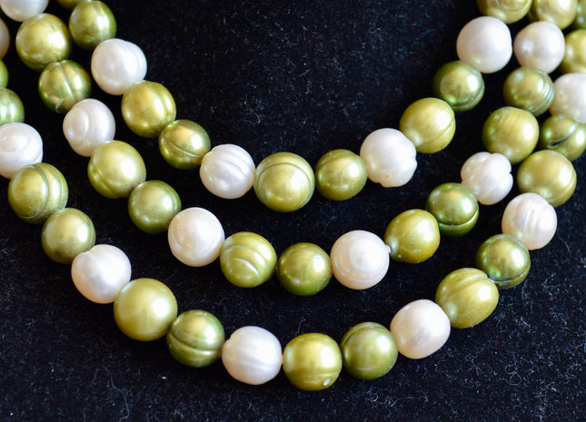 42 inches 9-10 mm Potato Shape Multi Color Freshwater Pearl Necklaces Long Pearl Necklace #847