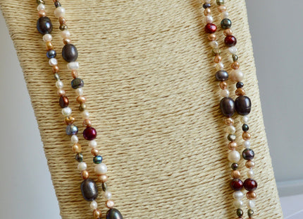 72 inches 6-12 mm Multi Color and Shape Freshwater Pearl Necklaces Long Pearl Necklace #845