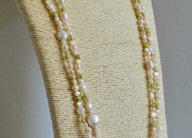 72 inches 6-12 mm Multi Color and Shape Freshwater Pearl Necklaces Long Pearl Necklace #845