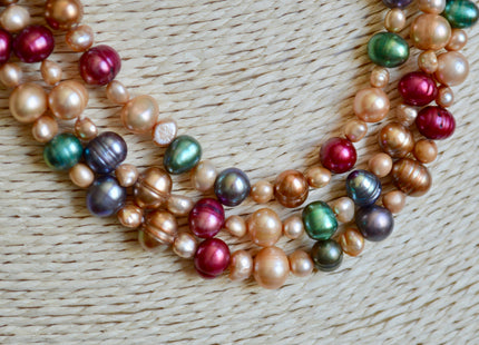 72 inches 5-8mm Multi Color and Multi Shape Freshwater Pearl Necklaces Long Pearl Necklace #849