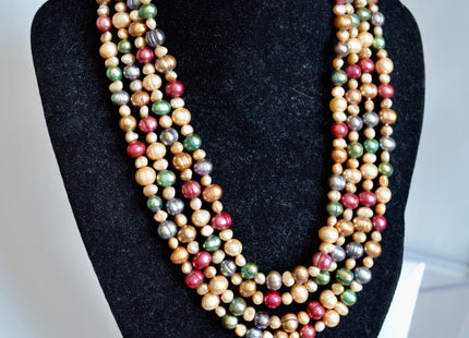 72 inches 5-8mm Multi Color and Multi Shape Freshwater Pearl Necklaces Long Pearl Necklace #849