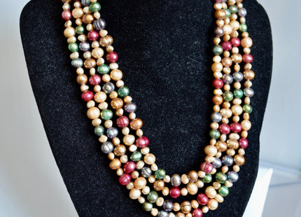 72 inches 5-8mm Multi Color and Multi Shape Freshwater Pearl Necklaces Long Pearl Necklace #849