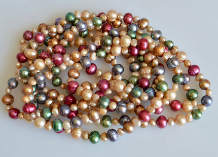 72 inches 5-8mm Multi Color and Multi Shape Freshwater Pearl Necklaces Long Pearl Necklace #849