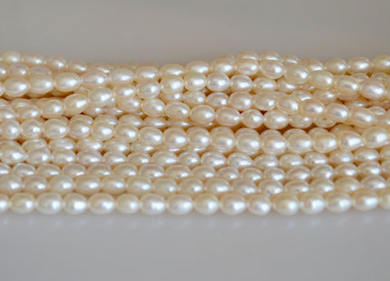 5x7mm AAA Large Hole Natural White Rice / Oval Freshwater Pearl Beads Hole Size 1.0mm Large Hole Rice Beads Large Hole White Rice Pearl #21