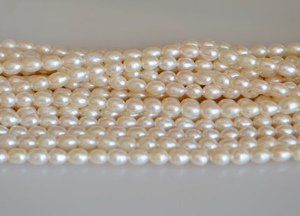5x7mm AAA Large Hole Natural White Rice / Oval Freshwater Pearl Beads Hole Size 1.0mm Large Hole Rice Beads Large Hole White Rice Pearl #21