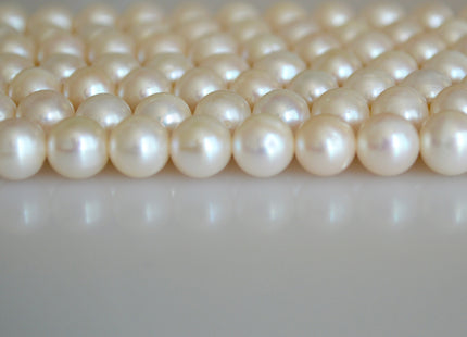 8 mm AA Semi Round Natural White Cultured Freshwater Pearls Genuine Natural Pearl Beads Lustrous Natural White Bridal Pearls #201