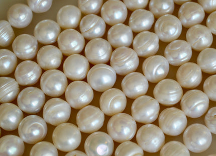 11-12mm Natural White Potato Ringed Freshwater Pearl Potato Shape, Genuine Freshwater Pearls, Ringed Potato Freshwater Pearls #13