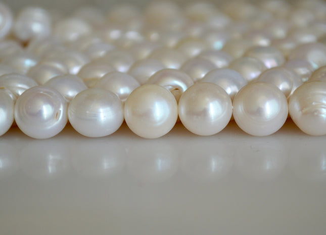 11-12mm Natural White Potato Ringed Freshwater Pearl Potato Shape, Genuine Freshwater Pearls, Ringed Potato Freshwater Pearls #13