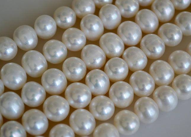 9-9.5 mm AA Natural White Potato Freshwater Pearls, Genuine Natural Pearl Beads, High Luster White Cultured Freshwater Pearls #227