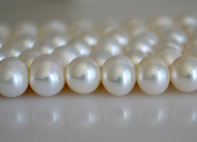 9-9.5 mm AA Natural White Potato Freshwater Pearls, Genuine Natural Pearl Beads, High Luster White Cultured Freshwater Pearls #227