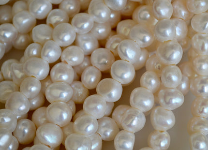 11-12mm AAA Large Hole Natural White Freshwater Pearl Nuggets, 2.5 mm Hole, Genuine Natural White Freshwater Pearl Nugget Bead #344