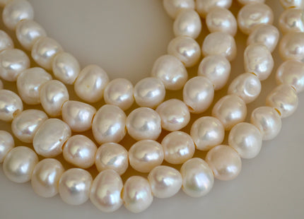 11-12mm AAA Large Hole Natural White Freshwater Pearl Nuggets, 2.5 mm Hole, Genuine Natural White Freshwater Pearl Nugget Bead #344
