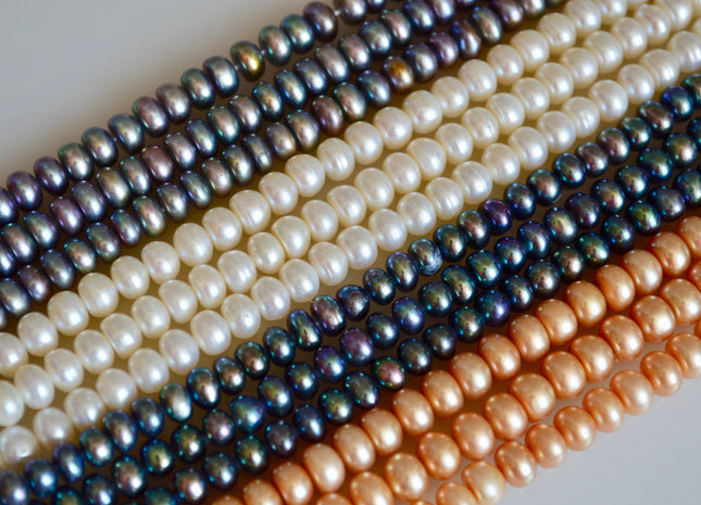 4x5-6mm & 5x6-7mm Button Rondelle Shape Freshwater Pearl Beads #865