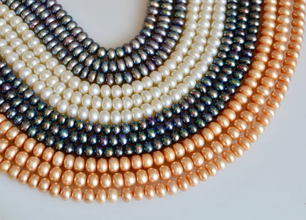 4x5-6mm & 5x6-7mm Button Rondelle Shape Freshwater Pearl Beads #865