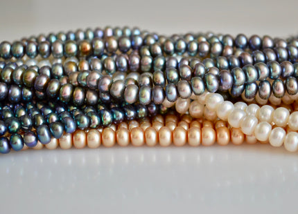 4x5-6mm & 5x6-7mm Button Rondelle Shape Freshwater Pearl Beads #865