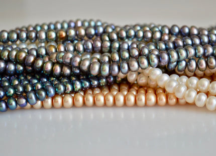 4x5-6mm & 5x6-7mm Button Rondelle Shape Freshwater Pearl Beads #865