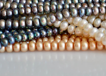 4x5-6mm & 5x6-7mm Button Rondelle Shape Freshwater Pearl Beads #865