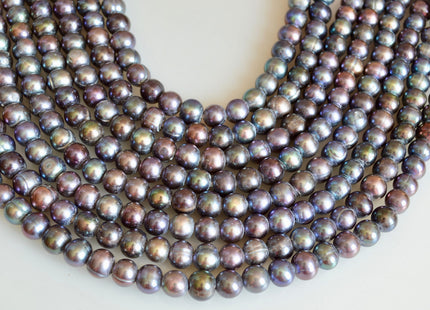 8-9mm Large Hole Dark Peacock Color Potato Shape Freshwater Pearl Beads 2mm Hole B grade #867