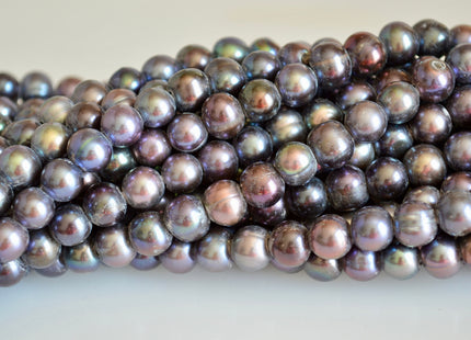8-9mm Large Hole Dark Peacock Color Potato Shape Freshwater Pearl Beads 2mm Hole B grade #867