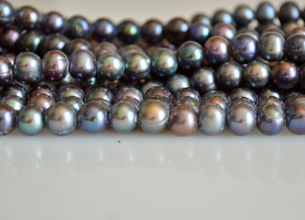 8-9mm Large Hole Dark Peacock Color Potato Shape Freshwater Pearl Beads 2mm Hole B grade #867