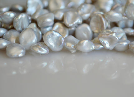 8-9x10-12mm Silver Gray Color Freshwater Keshi Pearl Beads Top Drilled Cornflakes Genuine Freshwater Pearl #892